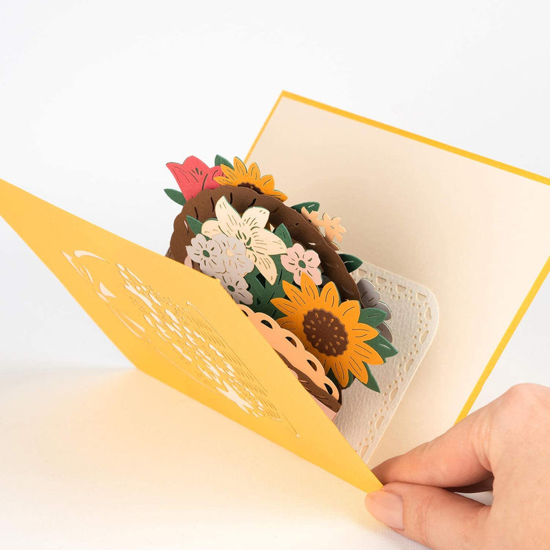 Blumenkorb mit Schleife Pop-Up Karte