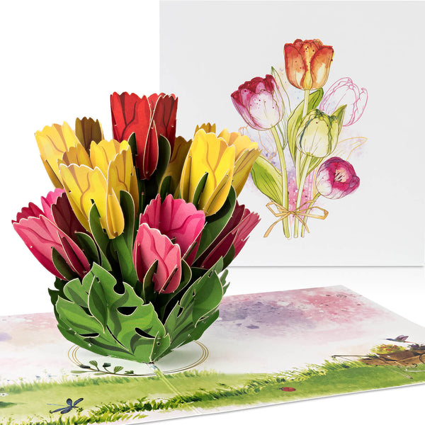 Carte pop-up tulipe colorée