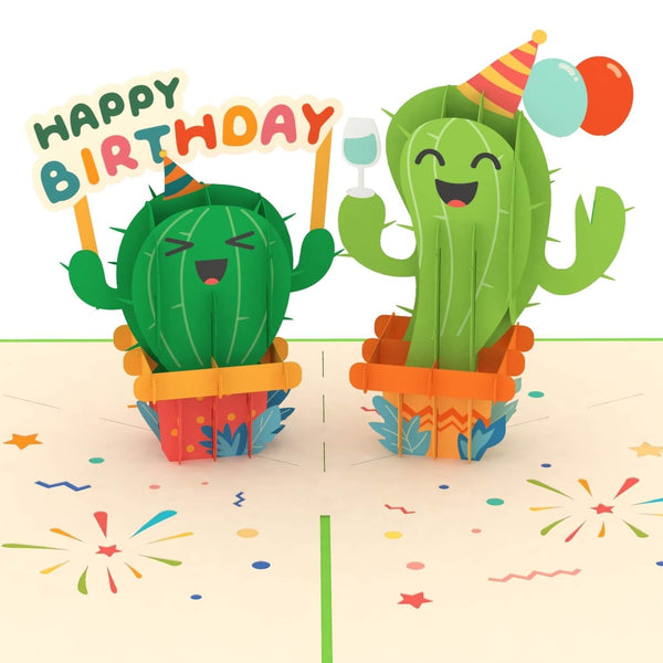 Carte pop-up de cactus joyeux anniversaire